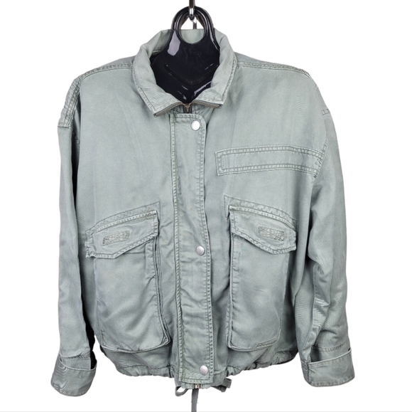 AMERICAN EAGLE‎ OUTFITTERS Women's Olive Green Utility Zip Cargo Pockets Jacket - Picture 8 of 8